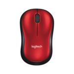 Logitech M185 Wireless Mouse, RF Wireless, 1000 DPI, Black/Red