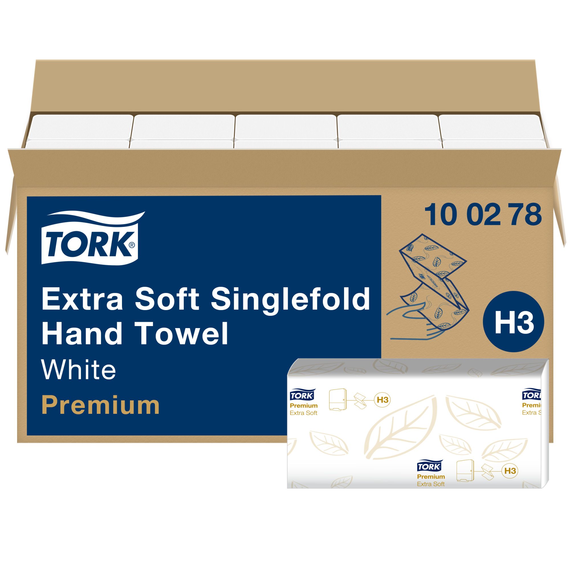 100278-e-com-1b-7322540544725-eu-3 Lehträtik 2-kihiline TORK Extra Soft Singlefold H3 22,6x23cm 200 lehte (100278) - Pilt 1