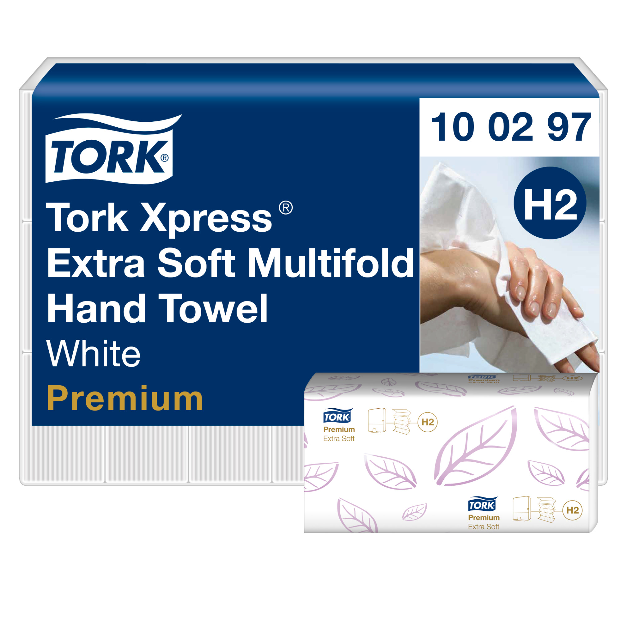 100297-e-com-1b-7322540124279-eu-65 Lehträtik 2-kihiline TORK Xpress® Extra Soft Multifold Premium H2 21,2 x34cm 100 lehte (100297) - Pilt 1