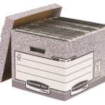 Arhiivikast kaanega FELLOWES 325x285x385mm hall/valge