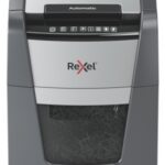 Rexel Optimum AutoFeed+ 100M Paper Shredder, Micro-cut shredding 2x15mm P-5 34L 55dB, Grey/Black
