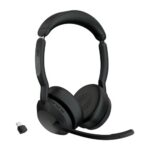 Jabra Evolve2 55 UC Stereo Link390c Wireless Headset, Bluetooth, USB-C, Black