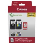Canon CRG PG-560/CL-561 + Photo Paper Value Pack (3713C008) Ink Cartridge Multipack, BK/CMY
