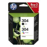 HP 304 2-pack Black/Tri-color (3JB05AE) Ink Cartridge Multipack, BK/CMY