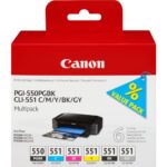 Canon PGI-550/CLI-551 (6496B005) Ink Cartridge Multipack, PGBK/C/M/Y/BK/GY