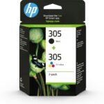 HP 305 2-Pack Tri-color/Black (6ZD17AE) Ink Cartridge Multipack, CMY/BK