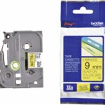 Brother TZe-621 (TZE621) Laminated Label Tape cassette P-touch, Black on Yellow 9mm, 8m