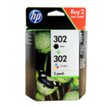 HP 302 2-pack Black/Tri-color (X4D37AE) Ink Cartridge Multipack, BK/CMY