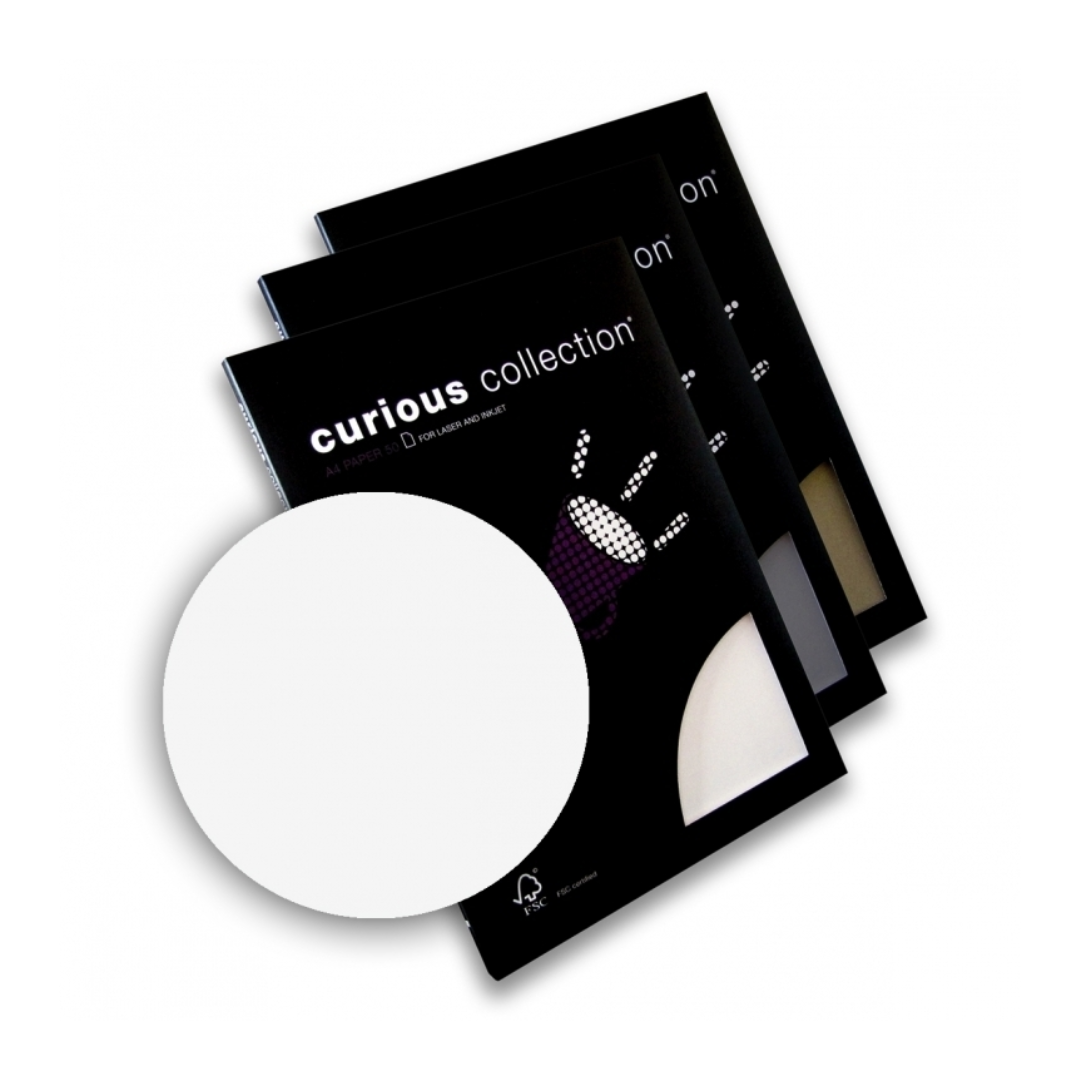 Dekoratiivpaber A4 120g CURIOUS Metallics White (408165) 50 lehte - Pilt 1