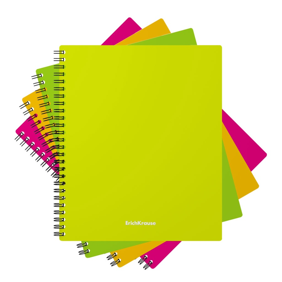 Kaustik spiraalköites A4 ruuduline ERICH KRAUSE Neon kummikinnitus plastkaaned 80 lehte - Image 1