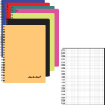 Kaustik spiraalköites A6 MEMO ruuduline värvilised plastkaaned 60 lehte