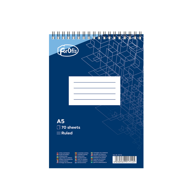 Kaustik spiraalköites ülevalt A5 FORPUS jooneline kartongkaaned 70 lehte - Image 1