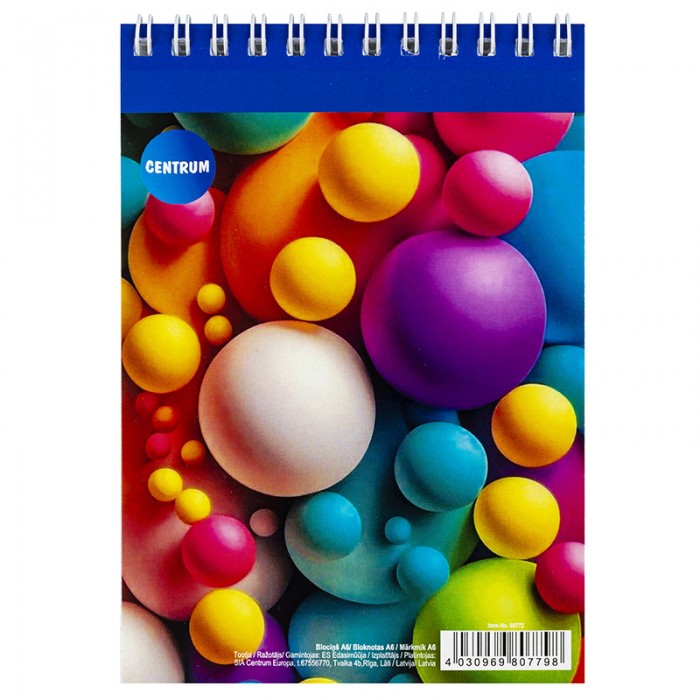 Märkmeplokk spiraalköites ülevalt A6 CENTRUM ruuduline 60 lehte, assortii pildid - Image 1