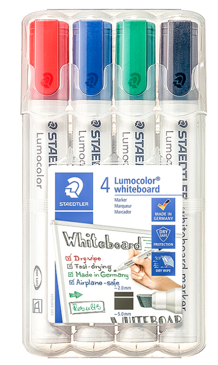 kimar88910_0-1 Tahvlimarker komplekt STAEDTLER Lumocolor 351 lõigatud otsaga 4 värvi - Image 1