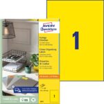 Kleebisetikett AVERY Zweckform 210x297mm 100 lehte kollane (3473)