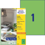 Kleebisetikett AVERY Zweckform 210x297mm 100 lehte roheline (3472)