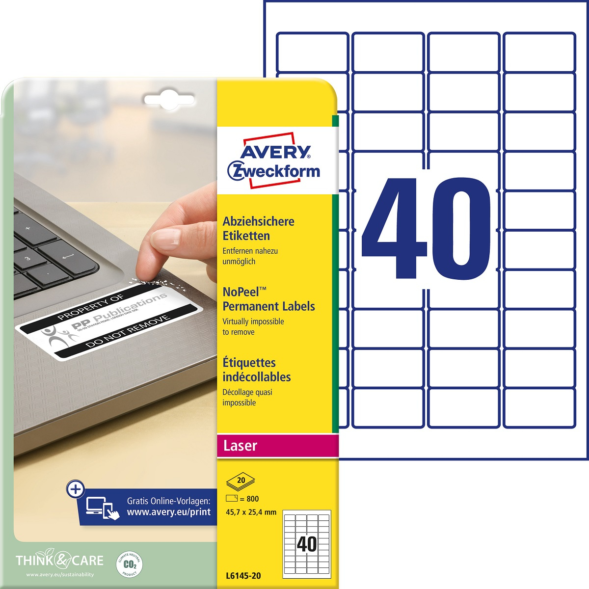 kleebisetikett_avery_zweckform_457x254_eemaldamiskindel_l6145-20-4 Kleebisetikett AVERY Zweckform 45,7x25,4 eemaldamiskindel (L6145-20) - Pilt 1