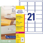 Kleebisetikett AVERY Zweckform 63,5x38,1mm läbipaistev polüesterkile 25 lehte (L7560-25)