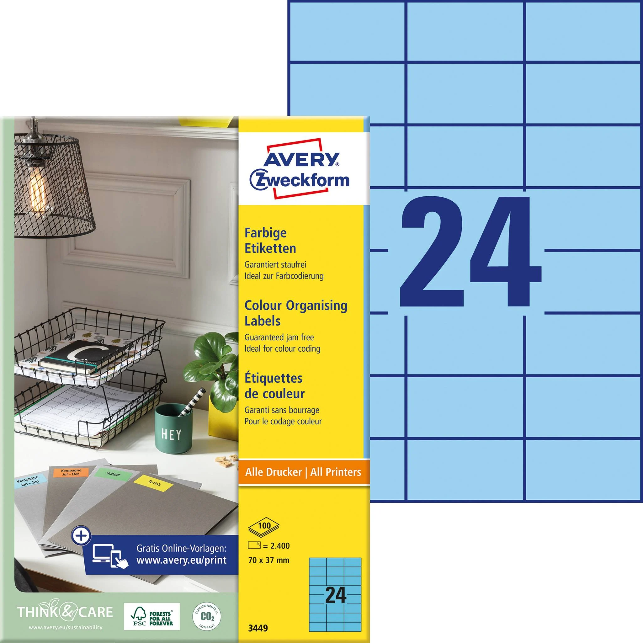 kleebisetikett_avery_zweckform_70x37mm_100_lehte_sinine_3449-3 Kleebisetikett AVERY Zweckform 70x37mm 100 lehte sinine (3449) - Image 1