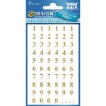 Kleebisetikett AVERY Zweckform kuldsed numbrid 2 lehte (3728)