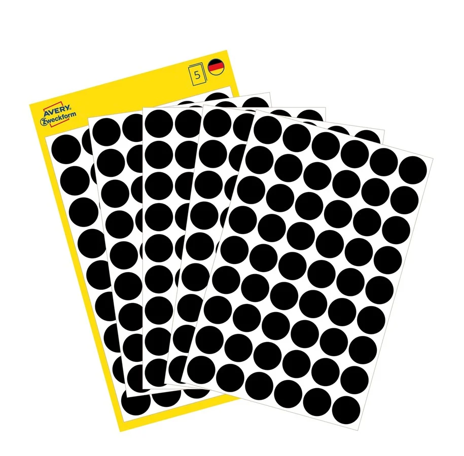 Kleebisetikett AVERY Zweckform Q12mm must 270 tk (3140) - Pilt 1
