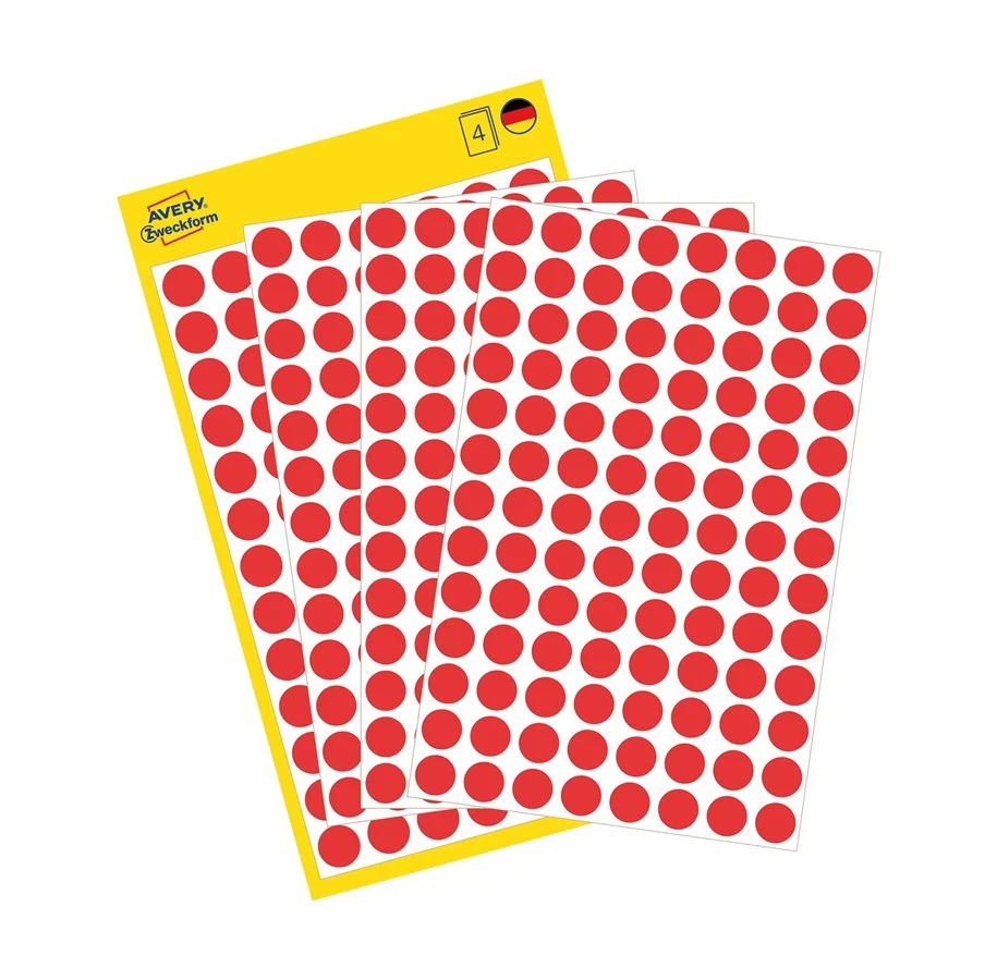 Kleebisetikett AVERY Zweckform Q8mm punane 416 tk (3010) - Image 1