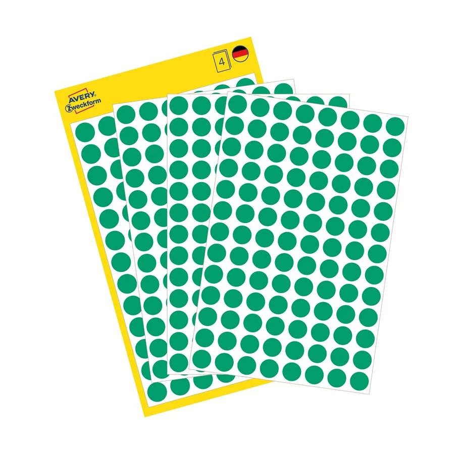 Kleebisetikett AVERY Zweckform Q8mm roheline 416 tk (3012) - Image 1
