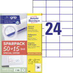 Kleebisetikett AVERY Zweckform Ultragrip 70x37mm 50+15 lehte (6605)