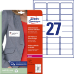 Nimesilt kleebitav tekstiilile AVERY Zweckform 63,5x29,6mm 20 lehte (L4784-20)