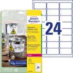 Kleebisetikett polüesterkilest ilmastikukindel AVERY Zweckform 63,5x33,9mm 20 l permanentse liimiga  (L4773-20)