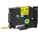 Kleepkirjalint/markeerimislint BROTHER HSE-611 6mm termokahanev toru must/kollasel analoog