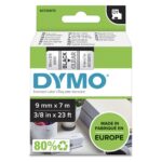 Kleepkirjalint/markeerimislint DYMO 40910 9mm x 7m must kiri/läbipaistval