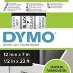Kleepkirjalint/markeerimislint DYMO D1 45010 12mm x 7m must/läbipaistev