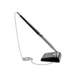 Kliendipliiats, pastapliiats lauale musta kandilise alusega hõbedase ketiga FORPUS