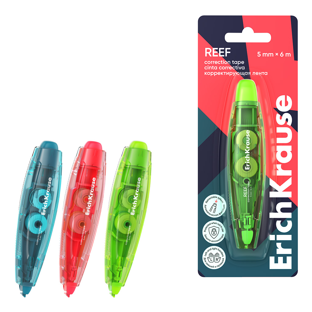 Korrektuurpliiats 5mmx6m ERICH KRAUSE Spin Reef assortii - Image 1