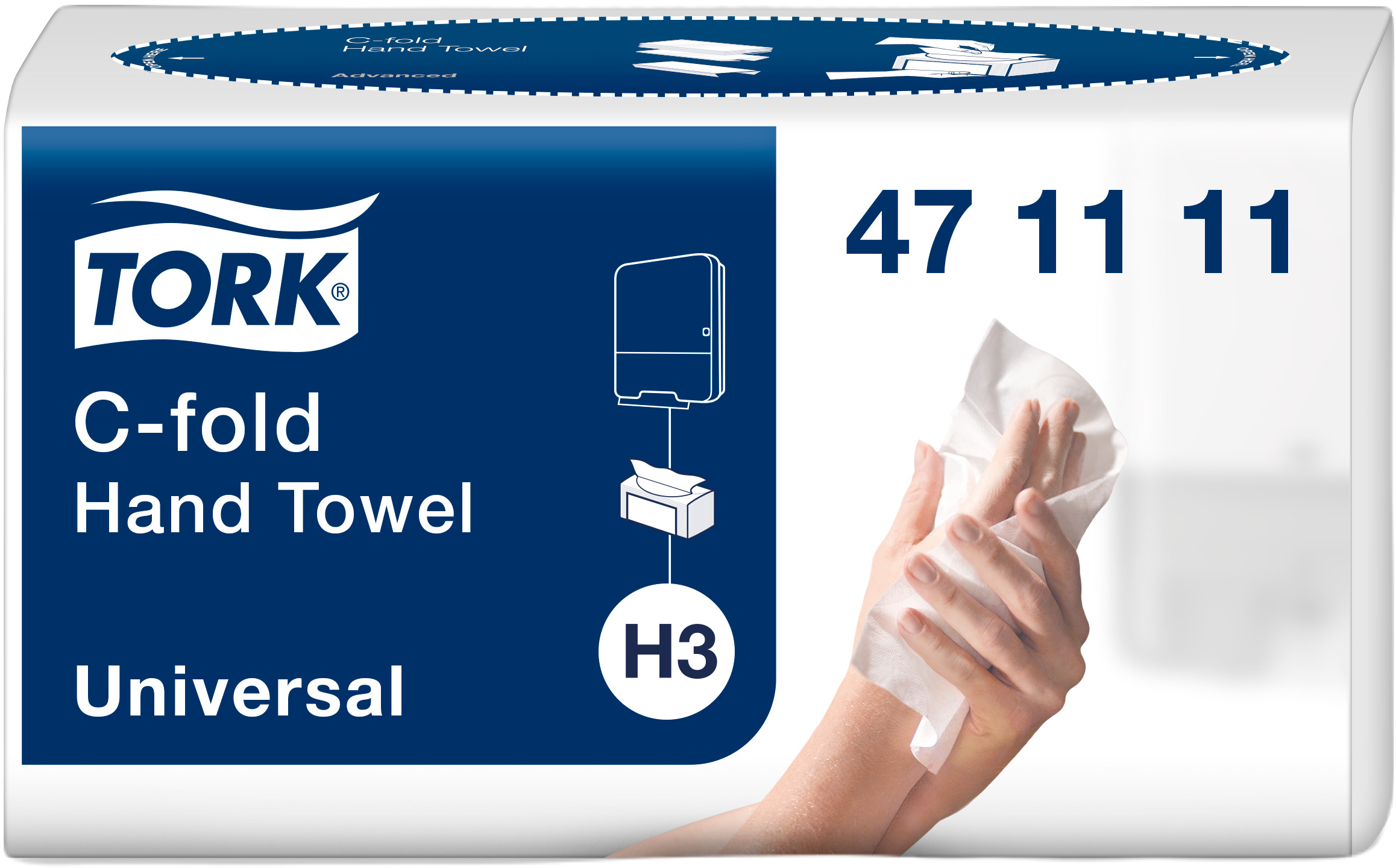 Lehträtik 2-kihiline TORK H3 C-Fold Universal 24x27cm 120 lehte pealt avatavas kilepakendis (471111) - Pilt 1
