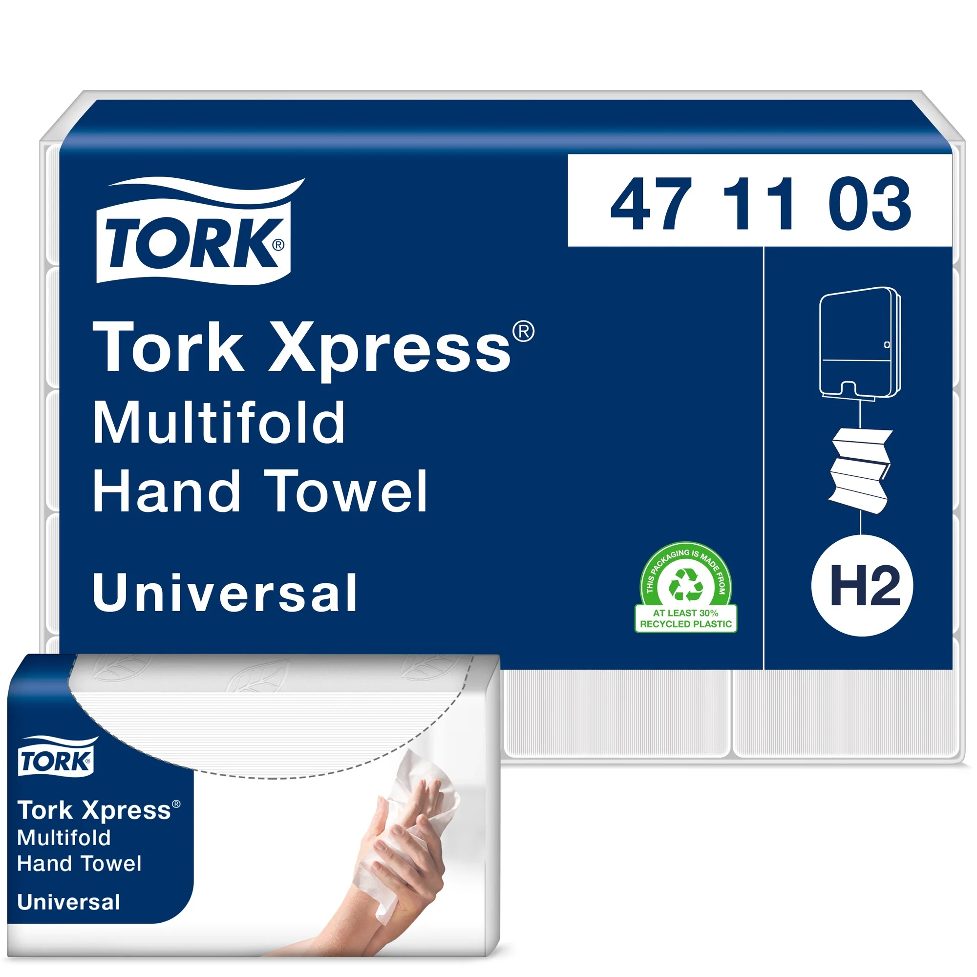 Lehträtik 2-kihiline TORK Xpress Z-fold H2 Universal 23,4x21,3cm 190 lehte pealt avatavas kilepakendis (471103) - Pilt 1