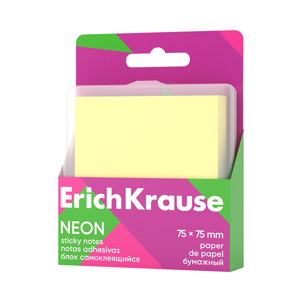 markmepaber_75x75mm_erich_krause_kollane_80_lehte-4 Märkmepaber 75x75mm ERICH KRAUSE Neon kollane 80 lehte - Image 1