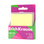 Märkmepaber 75x75mm ERICH KRAUSE Neon kollane 80 lehte