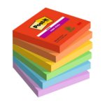 Märkmepaber 76x76mm POST-IT Super Sticky 654SS Playful 6x90 lehte