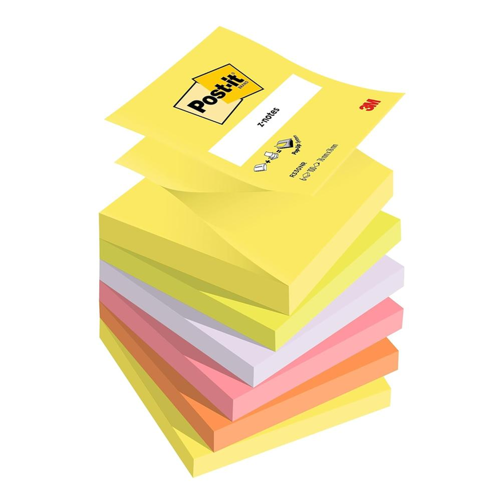 Märkmepaber 76x76mm POST-IT Z-notes R330 Neon assortii 6x100 lehte - Image 1