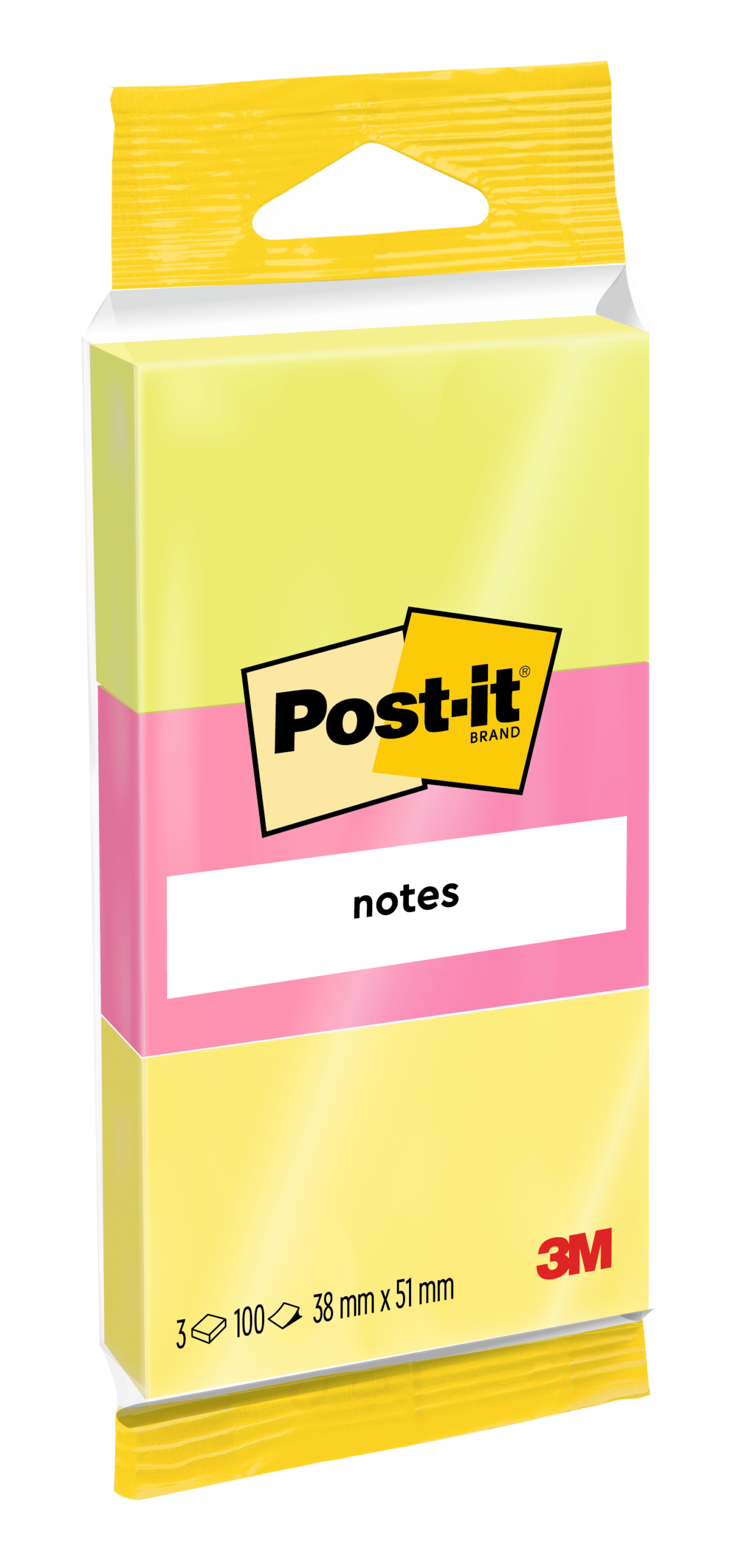 Märkmepaber 38x51mm POST-IT neoonvärvid 3x100 lehte - Image 1