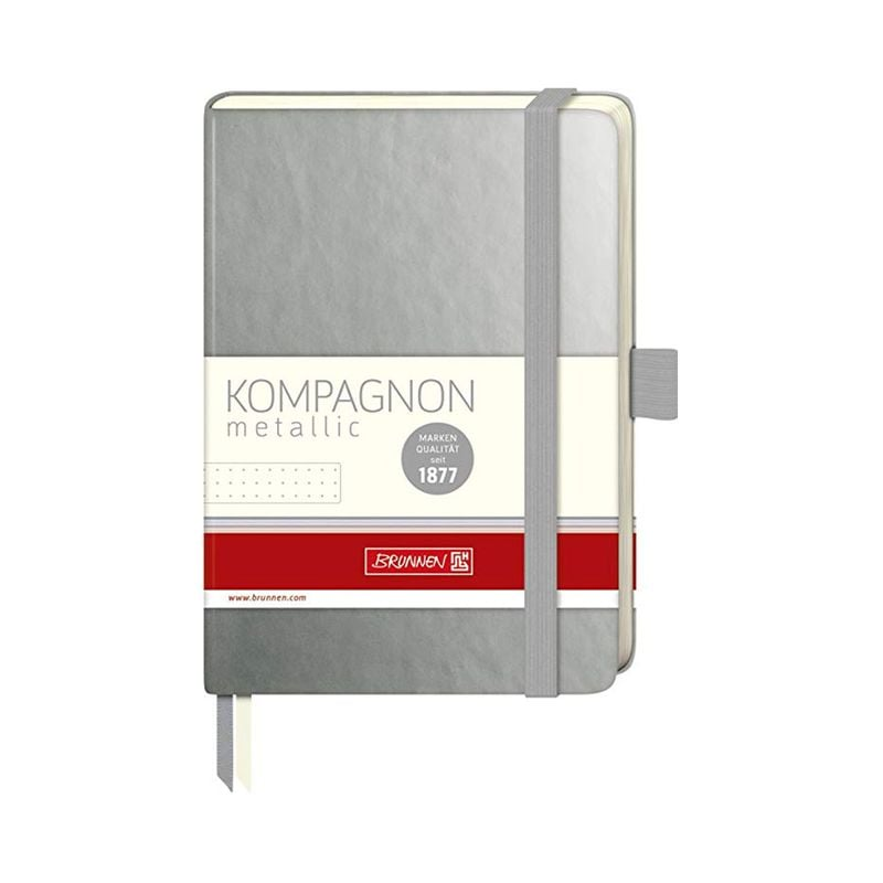 markmik_a6_kompagnon_metallic_tapisisu_kummikinnitus_96_lehte_hobedane-7 Märkmik A6 täpisisu Kompagnon Metallic kummikinnitus 96 lehte hõbedane - Image 1