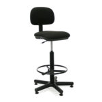 Kõrge töötool SENIOR, 44x39,5-42xH87-118,5cm, must, süsteetiline kangas, plastik