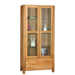 Vitriinkapp CHICAGO NEW 2-klaasuksega ja 2-sahtliga, 91x40xH190cm, puit: tammespoon/MDF, värvus: naturaalne, õlitatud