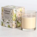 Lõhnaküünal klaasis NATURE GREEN H9,5cm, French Pear & Freesia
