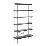 Riiul ANGUS 94x27xH172cm, must, riiulid: must saare melamiin, raam: metall