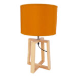 Laualamp WOODEN H44,5cm, kuppel: ooker, jalg: naturaalne puit