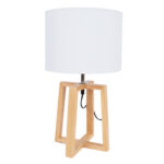 Laualamp WOODEN H44,5cm, kuppel: valge, jalg: naturaalne puit