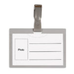 Nimesildihoidja plastikklambriga 54x90mm horisontaalne+klips hall